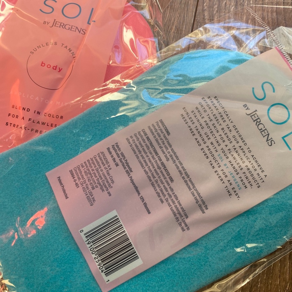 🆕 2 NWT SOL BY JERGENS SUNLESS TANNING BODY APPLICATOR MITT